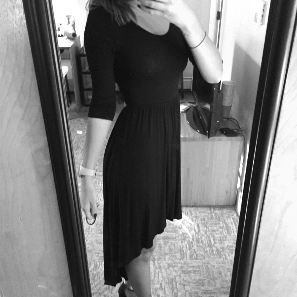 Forever21 High low black dress, crisscross back